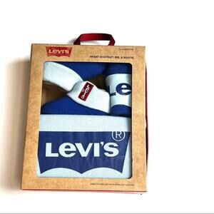 Levi's Infant Bodysuit, Bib, and Bootie Three Piece Set Sz 6-12M